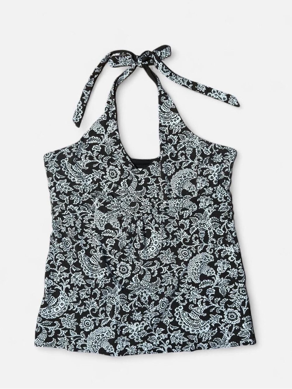 Vintage Ann Taylor LOFT brown & white paisley halter top, size L